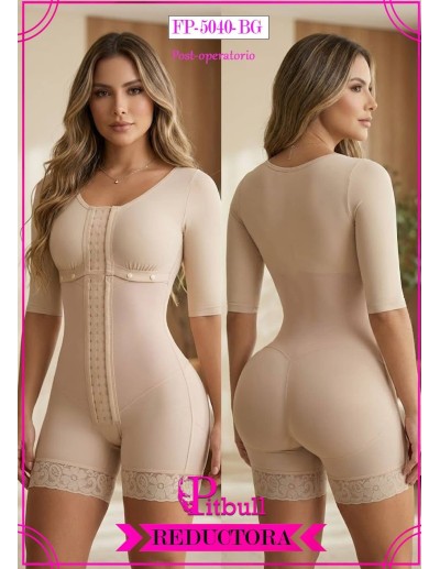 Faja reductora Pitbull FP5040 con mangas | Control total y realce de glúteo