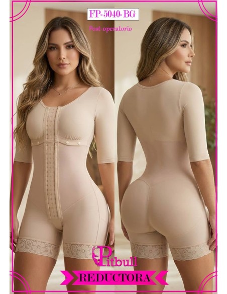 Faja reductora Pitbull FP5040 con mangas | Control total y realce de glúteo