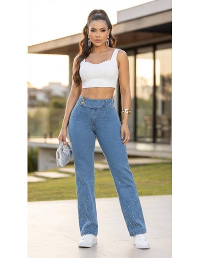 Pantalón Colombiano Pitbull Bota Recta Con Brillos PC7729 | Estilo Y Elegancia | JeansPitbull 2