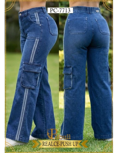 Pantalón Colombiano Pitbull PC7713 | Bota Campana Push Up