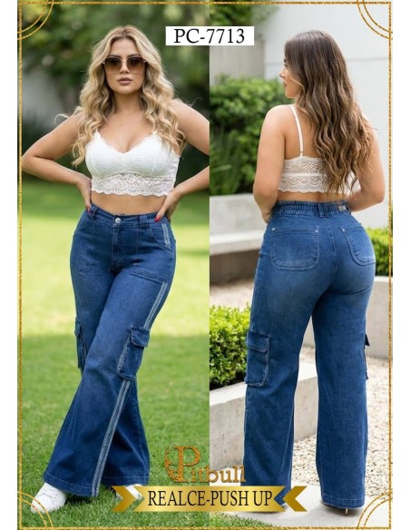 Pantalón Colombiano Pitbull PC7713 | Bota Campana Push Up