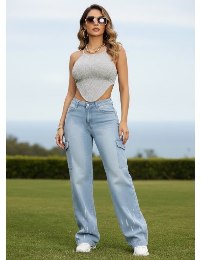 Pantalón Colombiano Pitbull | Bota Recta Cargo Azul | PC7724 2