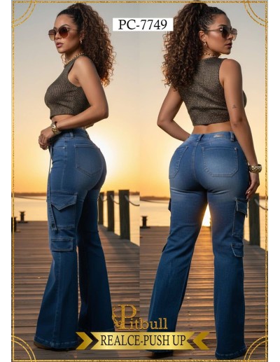 Jeans Cargo Pitbull PC7749 | Pantalón Colombiano Bota Campana