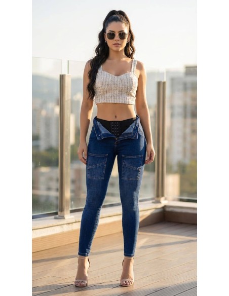 Pantalón Colombiano Levanta Cola Pitbull PBF-7707 | Faja Interna