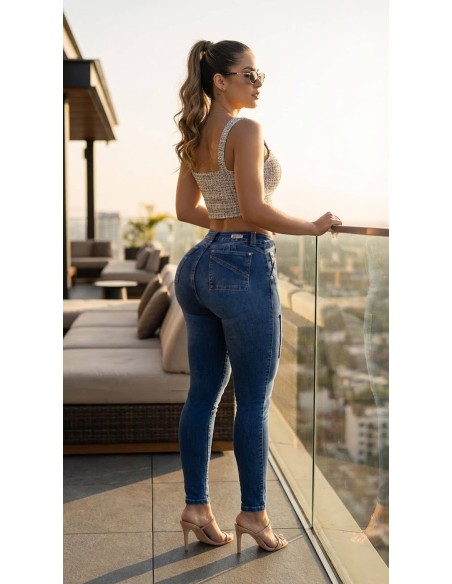 Pantalón Colombiano Levanta Cola Pitbull PBF-7707 | Faja Interna