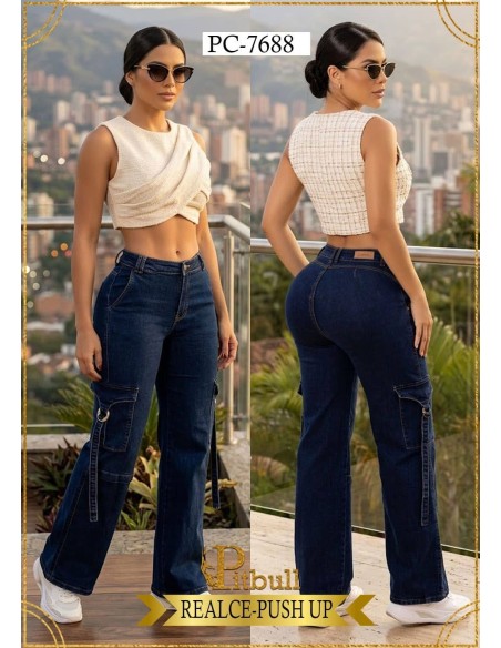 Pantalón Cargo Pitbull Azul PC7688  Estilo, Comodidad y Realce