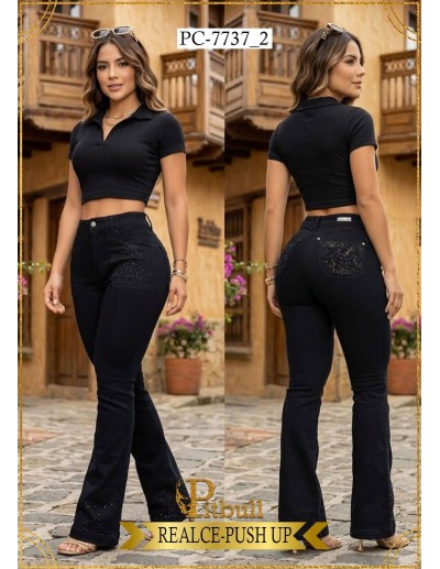 Jean Pitbull Acampanado PC7737_2 | Push-Up con Cristales