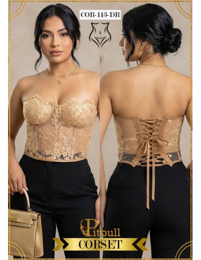 Corset Pitbull COR-113 | Encaje Floral | Elegancia y Ajuste Perfecto