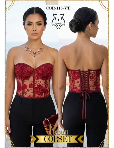 Corset Pitbull COR115 | Encaje Floral | Elegancia y Realce