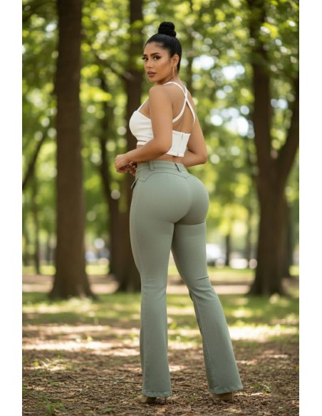 Pantalón Colombiano Pitbull Verde PC7666 | Jeans Push Up | Moda Colombiana