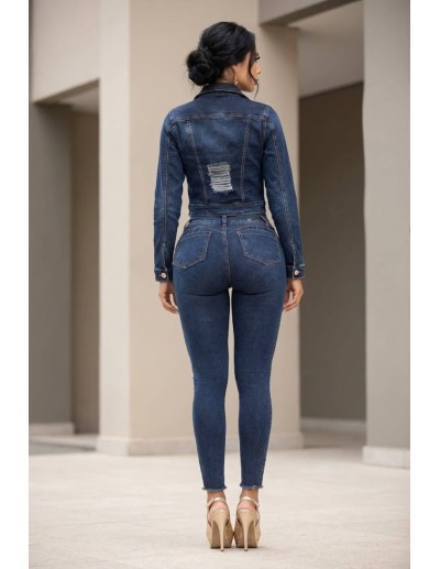 Conjunto Colombiano Pitbull | Denim Azul Push Up | Moda Colombiana 2