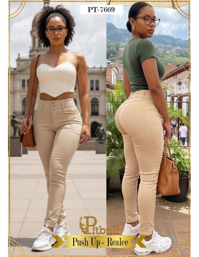 Pantalón Pitbull Beige PT7669 | Moda Colombiana | Realce y Estilo