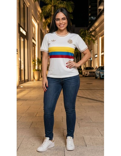 Camiseta Selección Colombia Mujer CAM005 | Estilo Casual Retro 2