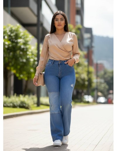 Pantalón Colombiano Pitbull PC7727 | Corte Bota y Realce Natural 2