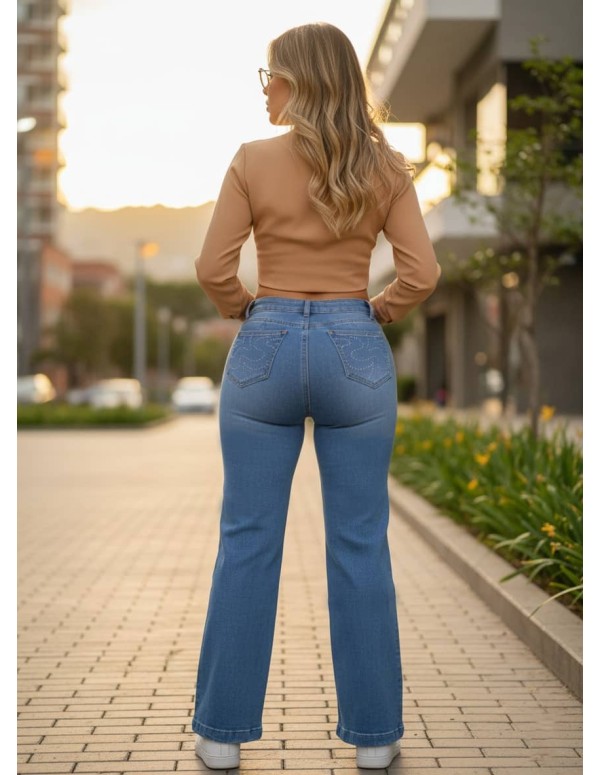 Pantalón Colombiano Pitbull PC7727 | Corte Bota y Realce Natural