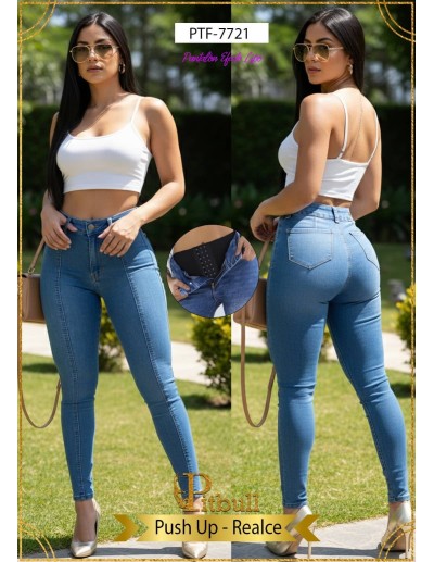 Pantalón Colombiano con Faja Pitbull PTF7721 | Efecto Lipo y Realce Natural