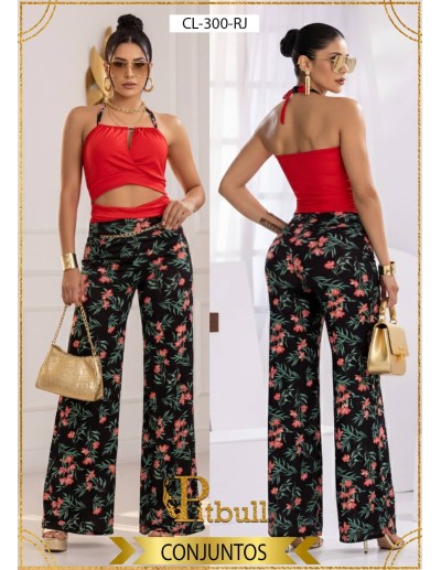 Conjunto Pitbull CL300 | Diseño Floral con Realce y Estilo Colombiano