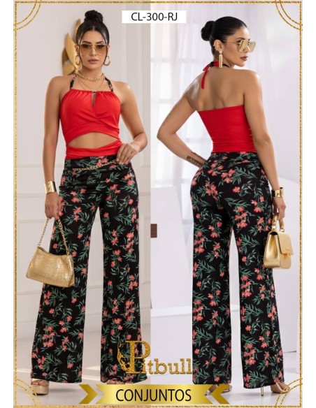 Conjunto Pitbull CL300 | Diseño Floral con Realce y Estilo Colombiano