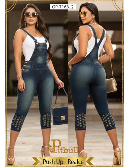 Overol Colombiano Pitbull | Realce Push Up | Moda Latina Elegante