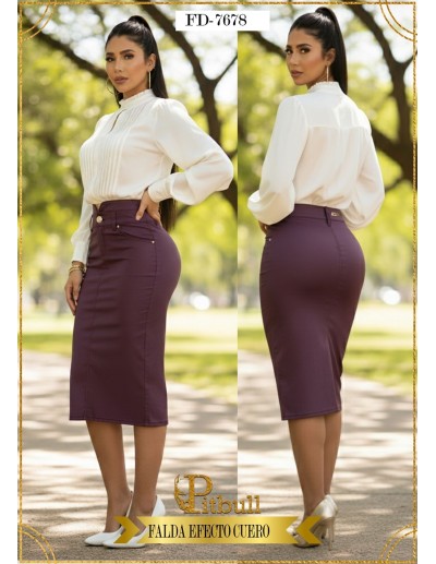Falda Efecto Cuero Pitbull Jeans FD-7678 | Elegancia y estilo