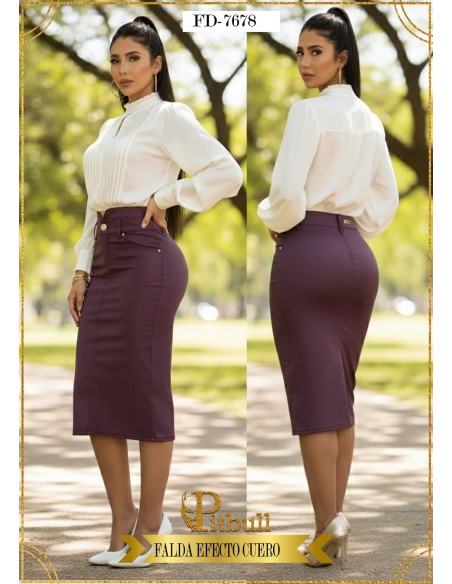 Falda Efecto Cuero Pitbull Jeans FD-7678 | Elegancia y estilo
