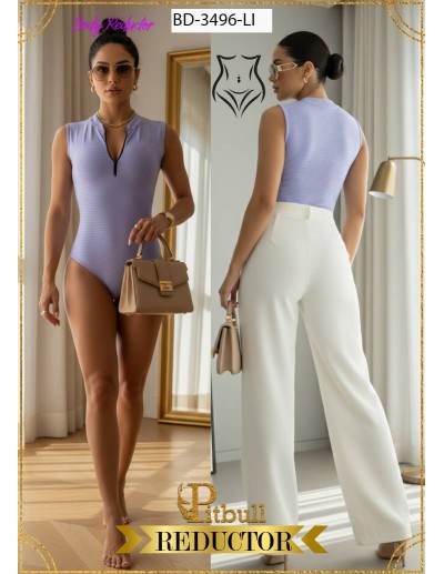 Body Reductor Pitbull Azul BD3496-AZ - Sin Mangas con Cremallera 2