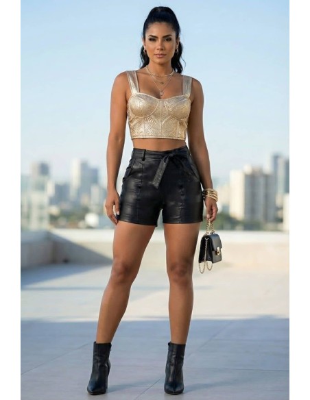 Short Vaquero Efecto Cuero - SP7408