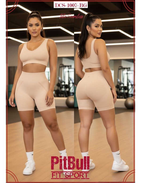 Pitbull DCS1007 | Conjunto deportivo seamless de top y biker con realce

