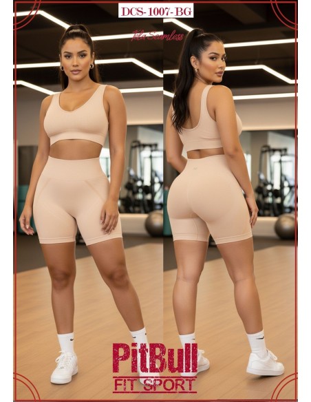 Pitbull DCS1007 | Conjunto deportivo seamless de top y biker con realce


