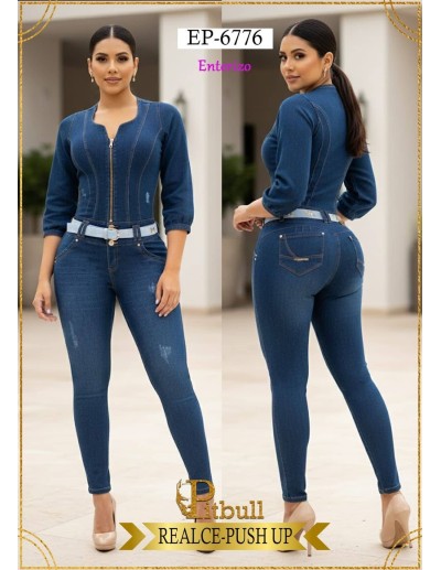 Enterizo Vaquero Pitbull EP-6776 | Realce Push Up Colombiano