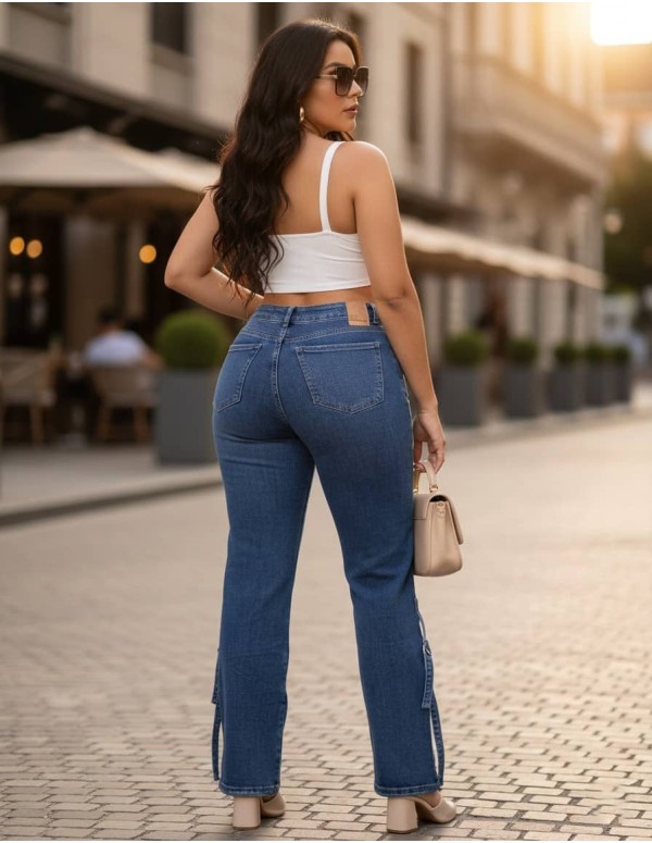 Pantalón Colombiano Straight Fiara PA21037 | Corte Recto Con Brillo Y Estilo Urbano