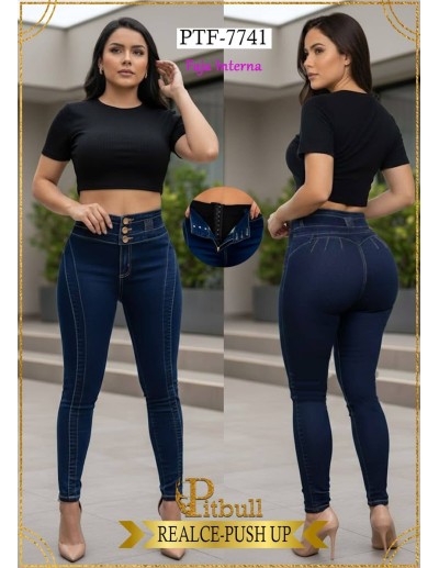Pantalón Colombiano Con Faja Pitbull | Realce Push Up | PTF7741